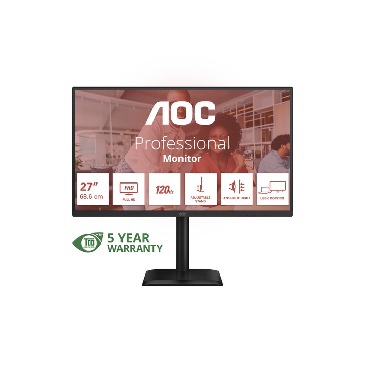 AOC MONITOR 27 LED IPS FHD 16:9 4MS 300 CDM 120hz, PIVOT, USB-C, DP/HDMI, MULTIMEDIALE