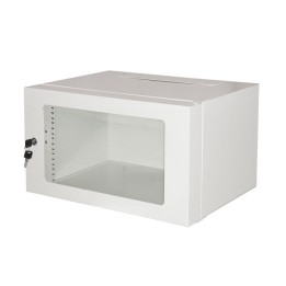 ARMADIO RACK 19 6U PROFONDITA 360 MM COLORE GRIGIO PORTA IN VETRO