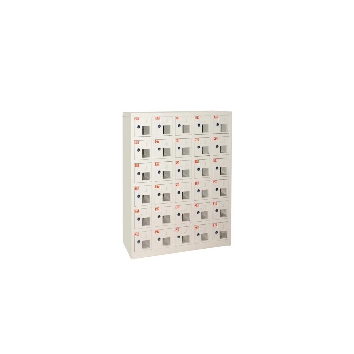 LINK BOX 30 ALLOGGIAMENTI CELLULARI IN METALLO CON FINESTRA, CHIUSURA CHIAVE, MISURE 110.5X23X90