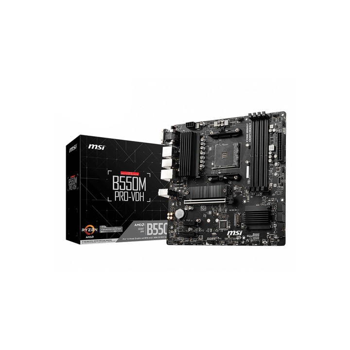 MSI MB AMD B550M PRO-VDH, B550 ,AM4,4DDR4,1PCI-EX16, 2PCI-EX1, 2M.2, 4SATA3,7USB3.2 GEN1, 6USB