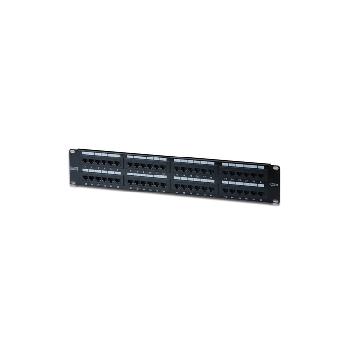 PANNELLO PATCH 19 NON SCHERMATO UTP 48 PORTE 8 POLI RJ45 PER RETI CATEGORIA 5E - 2 UNITA