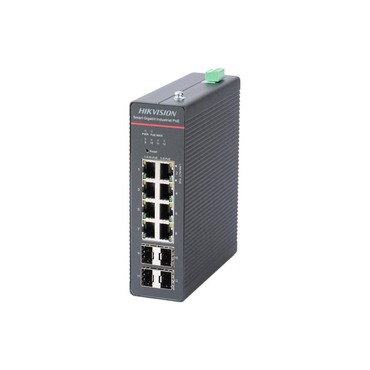 HIKVISION SWITCH INDUSTRIALE SMART MANAGED GIGABIT HI-POE 8 PORTS