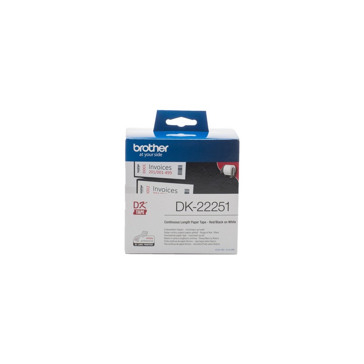 BROTHER DK-22251 CARTA A MODULO CONTINUO ETICHETTE 1 ROTOLO NERO/ROSSO SU BIANCO