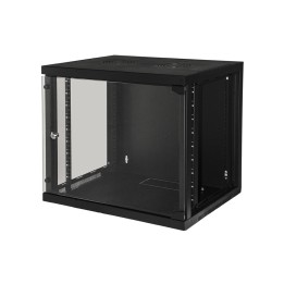 ARMADIO RACK 19 9U LINK SERIE LIGHT COLORE NERO CON PORTA VETRO (AxPxL) MM 450X400X530 RIPIANO INCLUSO