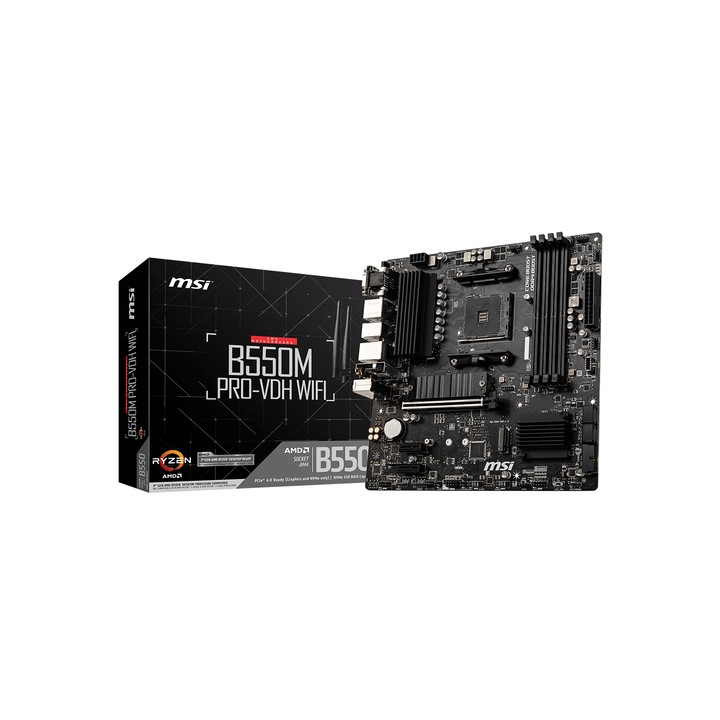 MSI MB AMD B550, B550M PRO-VDH WIFI, AM4, 4DDR4, 1PCI-Ex16, 2PCI-Ex1, 2M2, 4SATA3 MATX