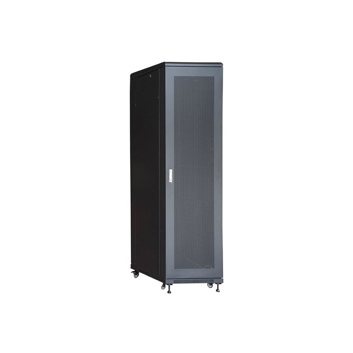 ARMADIO RACK 19 42U (A)2055, (L)600, (P)1000 COLORE NERO PORTA TRAFORATA