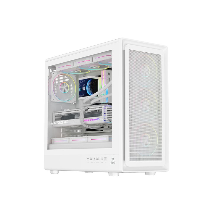 ITEK CASE MESHCORE 36W GAMING TOWER ATX 4x14CM ARGB FAN 2xUSB3 TYPE-C TEMP GLASS SIDE PANEL WHI