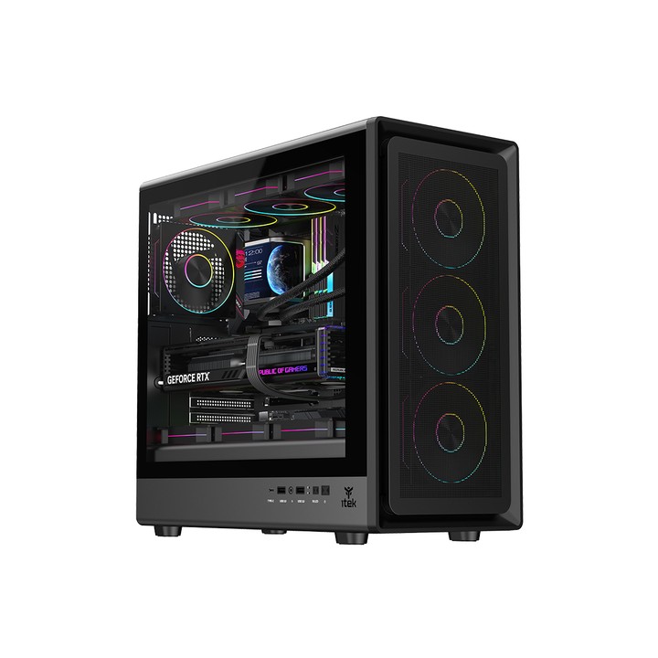 ITEK CASE MESHCORE 36B GAMING TOWER ATX 4x14CM ARGB FAN 2xUSB3 TYPE-C TEMP GLASS SIDE PANEL