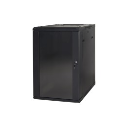 ARMADIO RACK 19 15 UNITA DA MURO (A) 770 x (L) 600 x (P) 450 NERO DISASSEMBLATO PORTA VETRO
