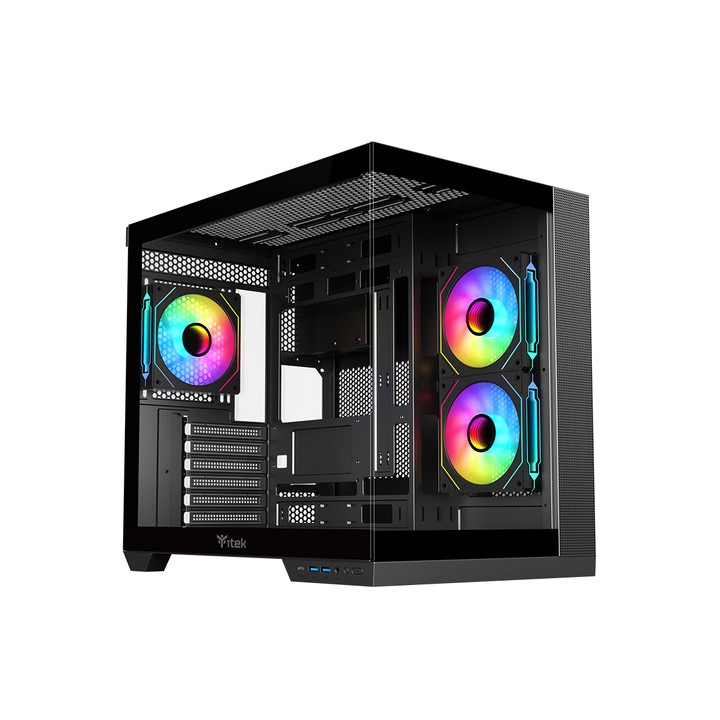 ITEK CASE DARK CAVE CURVED, GAMING TOWER, ATX, 4X12CM ARGB FAN, 2XUSB3, TYPE-C, CURVED TEMP GLASS S