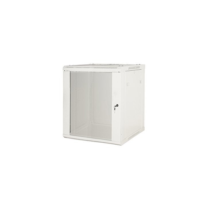 ARMADIO RACK 19 9 UNITA DA MURO A) 500 x (L) 600 x (P) 450 GRIGIO DISASSEMBLATO PORTA VETRO