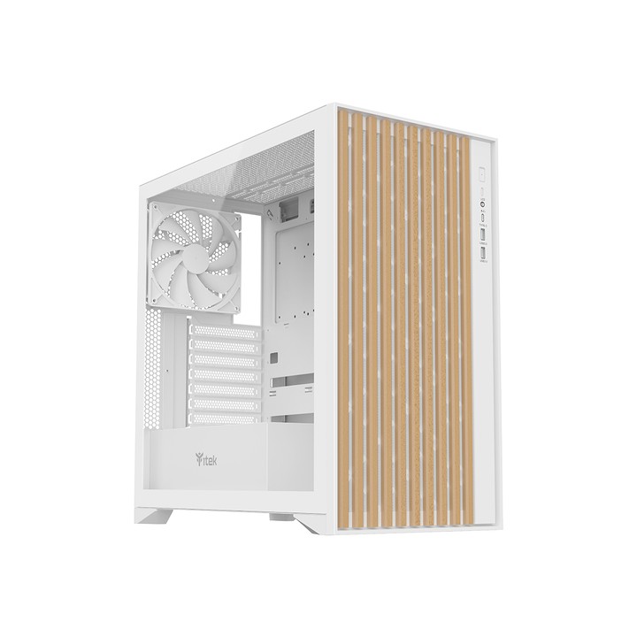 ITEK CASE WOODY, GAMING TOWER, ATX, 3X12CM BLACK FAN, 2XUSB3, TYPE-C, WOOD FRONT, TEMP GLASS SIDE P