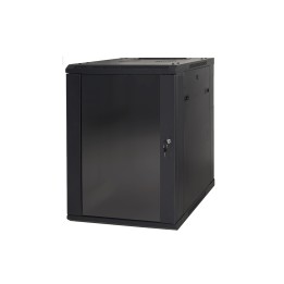 ARMADIO RACK 19 12 UNITA DA MURO (A) 635 x (L) 600 x (P) 450 NERO DISASSEMBLATO PORTA VETRO