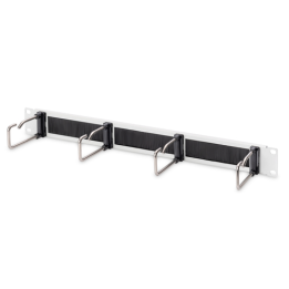 PANNELLO DI GESTIONE CAVI 1HE CON GUARNIZIONE A SPAZZOLA 4 ANELLI IN ACCIAIO 40X75 MM, GRIGIO (RAL 7035)