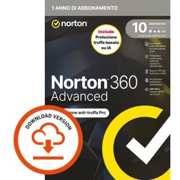 NORTON 360 ADVANCED 2026 - ANTITRUFFA- 10 DISPOSITIVI 12 MESI 200GB - IT ESD