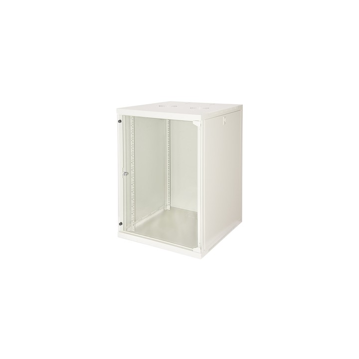 ARMADIO RACK 19 15 UNITA DA MURO (A)750X (L)540X (P) 600 MM. COLORE GRIGIO CHIARO, PORTA A VETRO.