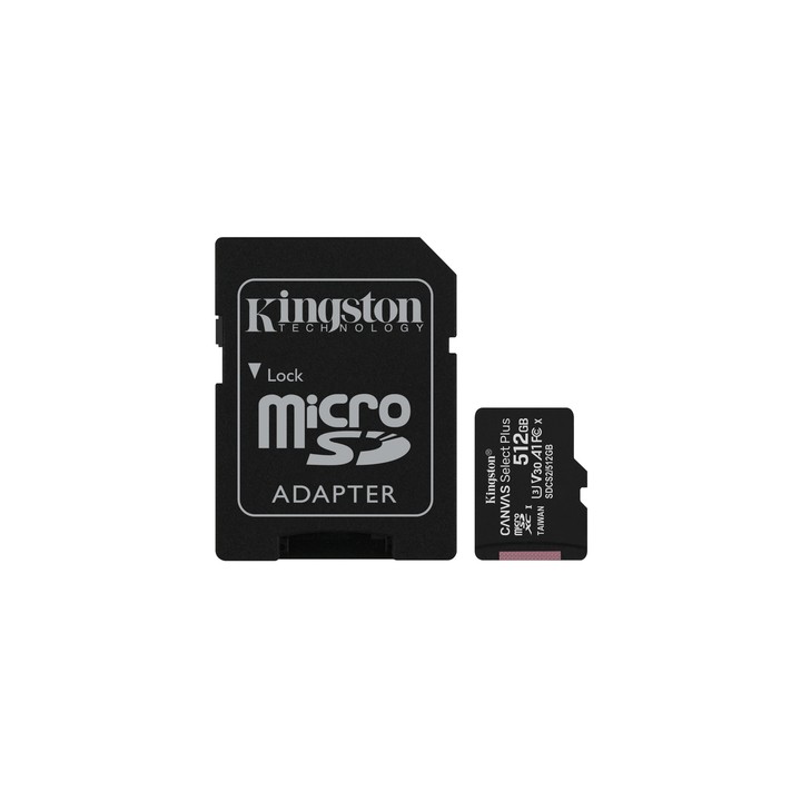 KINGSTON MICRO SDHC 512GB CANVAS SELECT 80R CL10 UHS-I CON ADATTATORE SD