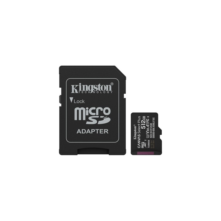 KINGSTON MICRO SDXC 512GB CANVAS SELECT PLUS GEN3 150MB CARD CON ADATTATORE