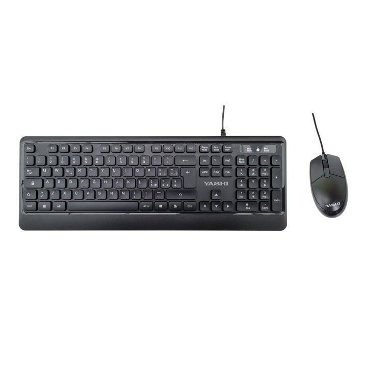 YASHI TASTIERA E MOUSE USB KIT, SOFT, NERO, ITA