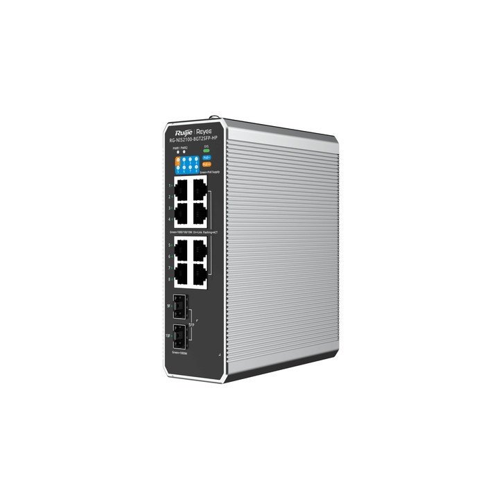 REYEE CLOUD INDUSTRIAL SWITCH L2 FULL MANAGED IP40, 8XRJ45 GIGABIT, 2XSFP, 7 P. POE+ E 1 P. POE++