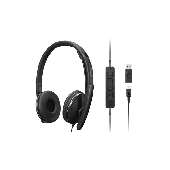 LENOVO CUFFIE CABLATE ANC GEN 2 (TEAMS), CON CONVERTITORE USB-C a USB-A E CUSTODIA