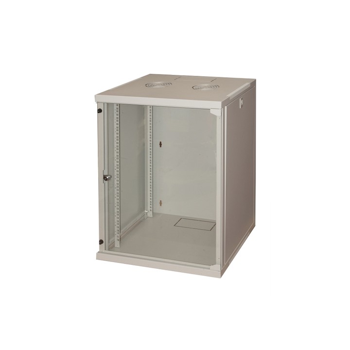 ARMADIO RACK 19 15 UNITA DA MURO PER RETI (A)750 X (L)540 X (P) 450 MM COLORE GRIGIO PORTA VETRO