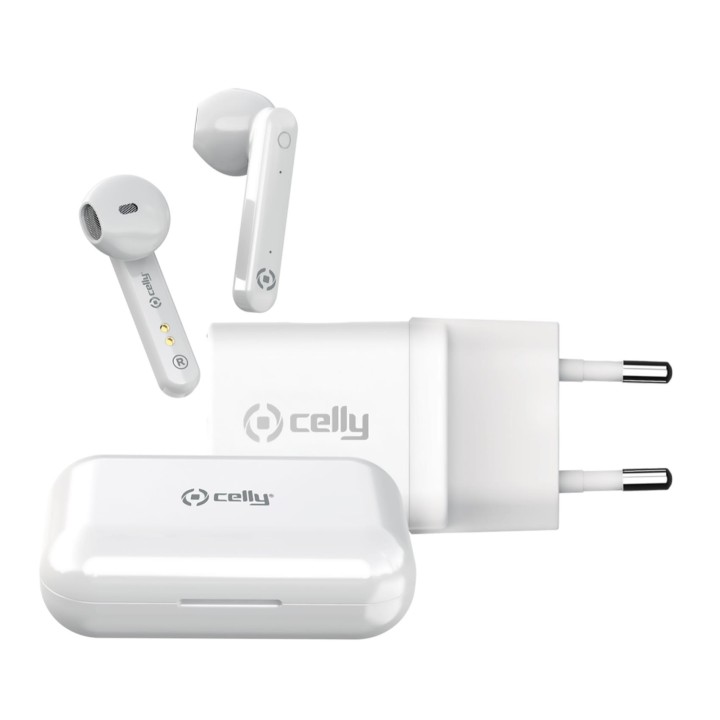 CELLY - NEW GENERATION KIT - POWER DELIVERY 20W + WIRELESS EARPHONES WHITE