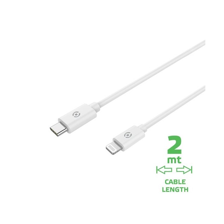 CELLY - CAVO BIANCO USB LIGHTNING TO TYPE C 2 METRI