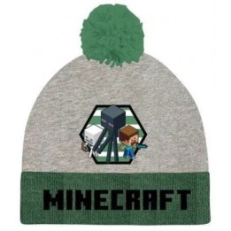 MINECRAFT BERRETTO GRIGIO/VERDE 4-5 ANNI