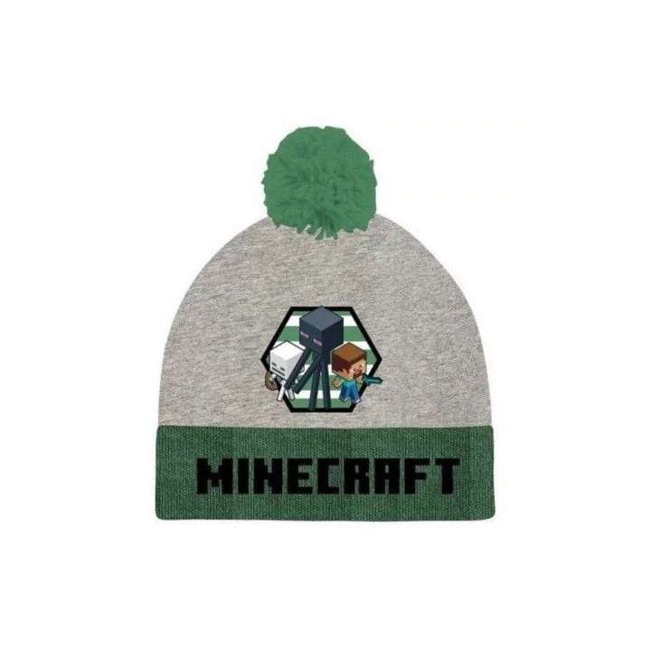 MINECRAFT BERRETTO GRIGIO/VERDE 4-5 ANNI