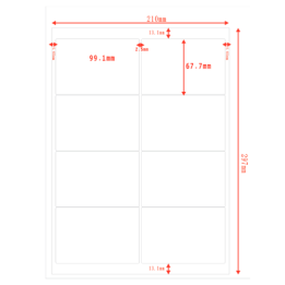 Etichette adesivo formato A4 165g 99,1*67,7 mm n.8 etichette/foglio (.