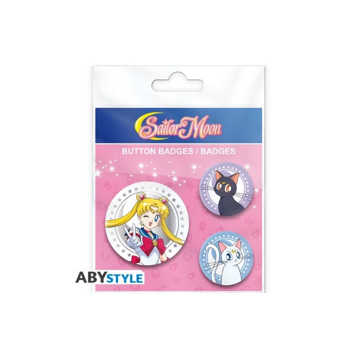 ABYSTYLE SAILOR MOON - Badge Pack - Sailor Moon, Luna & Artemis