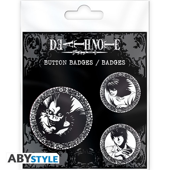 ABYSTYLE DEATH NOTE - Badge Pack - Light, L & Ryuk