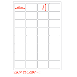 Etichette adesivo formato A4 165g 47,5*35,5mm n.32 etichette/foglio (.