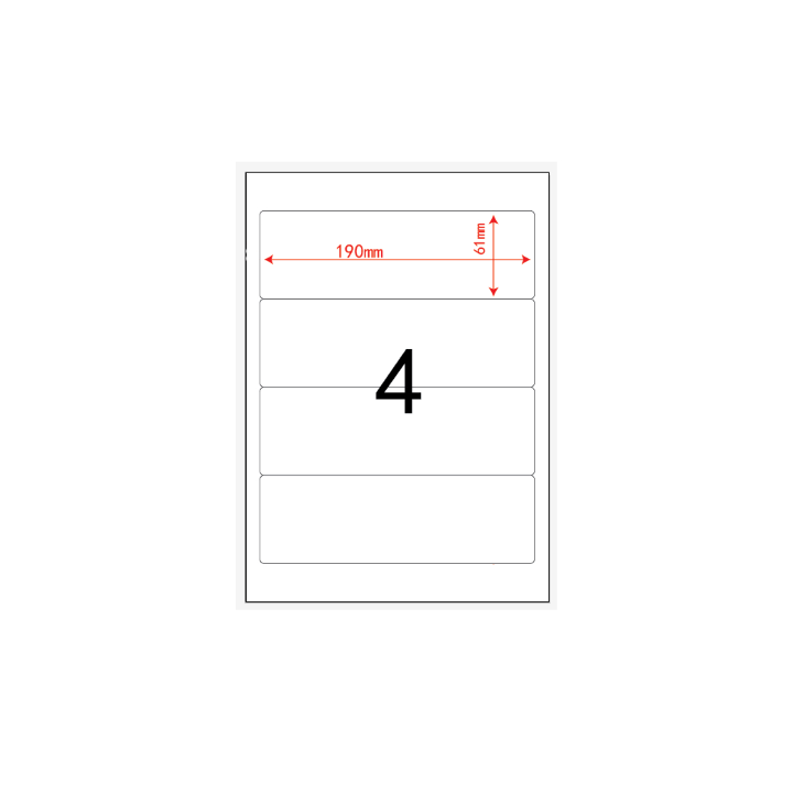 Etichette adesivo formato A4 165g 190*61mm n.4 etichette/foglio (conf.