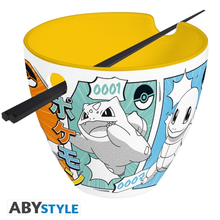 ABYSTYLE POKEMON - Ramen Bowl with chopsticks - "Starters Manga"