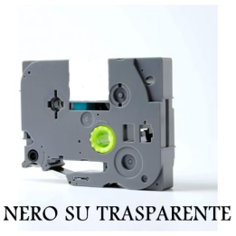 12mmX8m Nastro laminato compatibile per Brother TZe-131 nero su trasp.