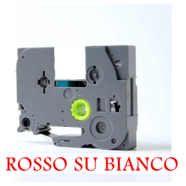 12mmX8m Nastro laminato compatibile per Brother TZe-232 rosso su bian.