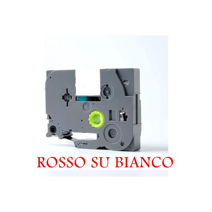 12mmX8m Nastro laminato compatibile per Brother TZe-232 rosso su bian.