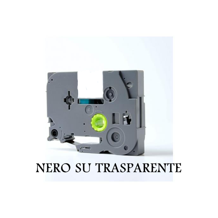 9mmX8m Nastro laminato compatibile per Brother TZe-121 nero su traspa.