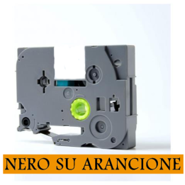 12mmX5m Nastro laminato compatibile per Brother TZe-B31 nero su aranc.