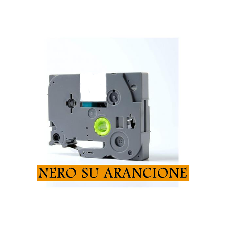 12mmX5m Nastro laminato compatibile per Brother TZe-B31 nero su aranc.