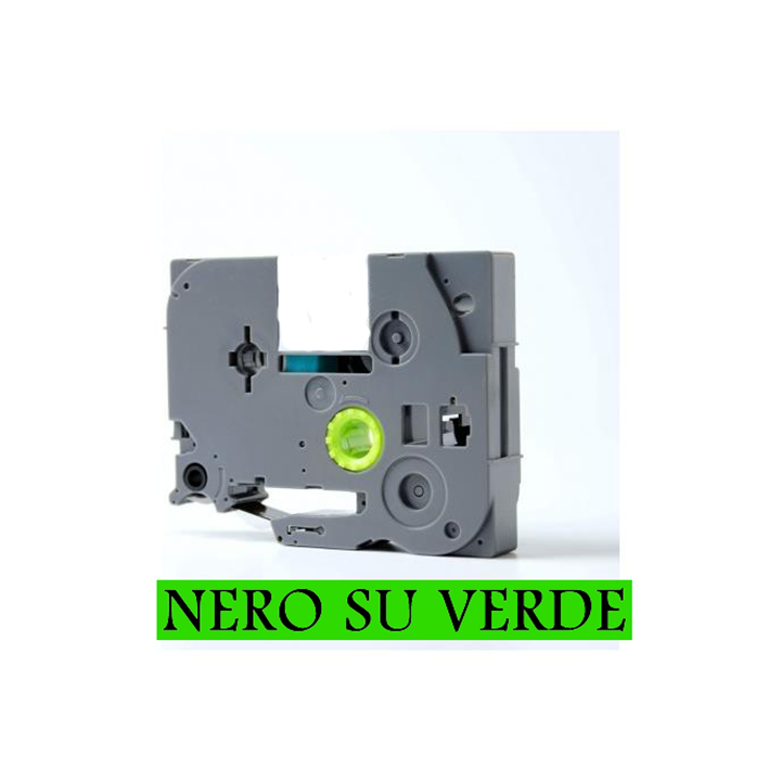 9mmX8m Nastro laminato compatibile per Brother TZe-721 nero su verde