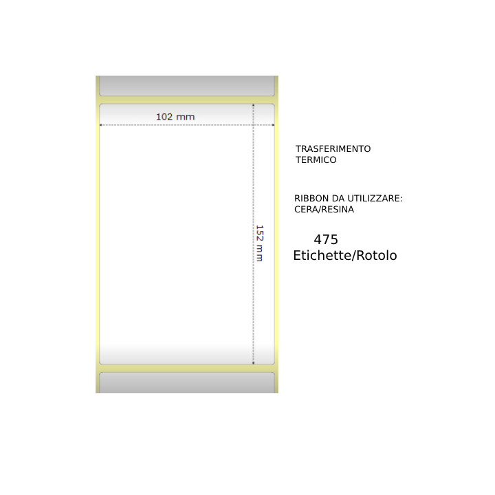 Trasferimento termico Etichette permanente per ZEBRA 102mm*152mm 475p.