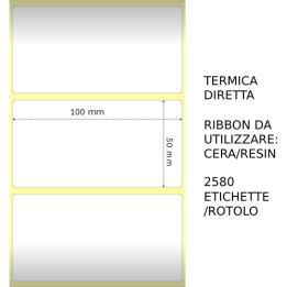 Trasferimento termico Etichette permanente per ZEBRA 100mm*50mm 2580p.