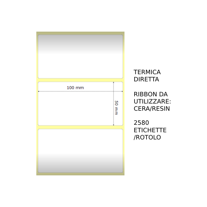 Trasferimento termico Etichette permanente per ZEBRA 100mm*50mm 2580p.