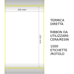 Trasferimento termico Etichette permanente per ZEBRA 100mm*150mm 1000.