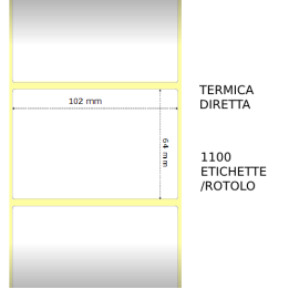Termica diretta Etichette permanente per ZEBRA 102mm*64mm 1100pz