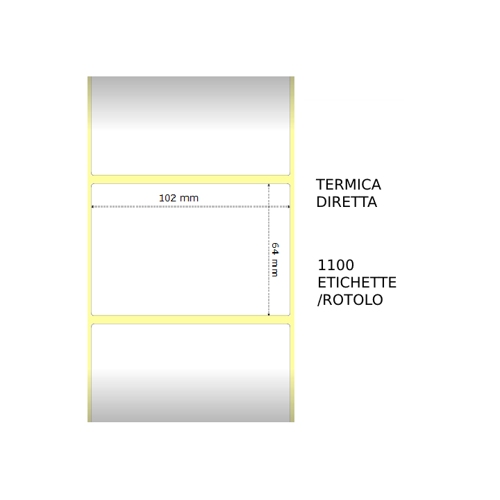 Termica diretta Etichette permanente per ZEBRA 102mm*64mm 1100pz