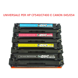 Toner universale per HP CF540A 203A CF400A 201A CANON 054 nero 1400pa.